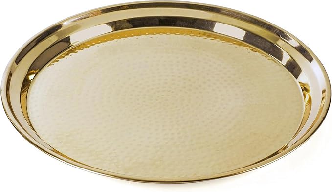 Gold Tray - 2 Pack - Large 15 Inch, Medium 13 Inch - Stainless Steel Decorative Serving Trays