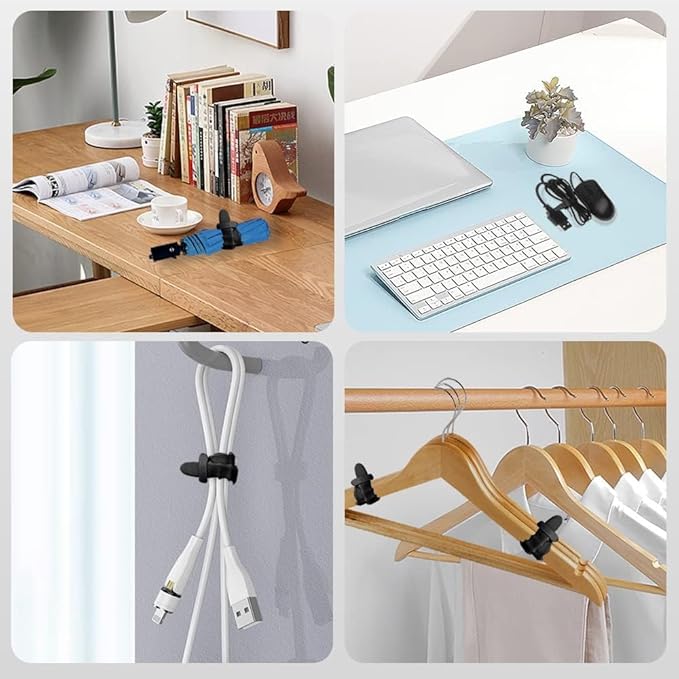 Reusable Zip Ties, Silicone Zip Ties, 20pcs Rubber Cable Ties, Reusable Fastening Cable Ties,Twist Ties for Bags,Travel Items,Camping Gear Must Haves,Black Cord Ties 4.5inch (40Pcs Black)