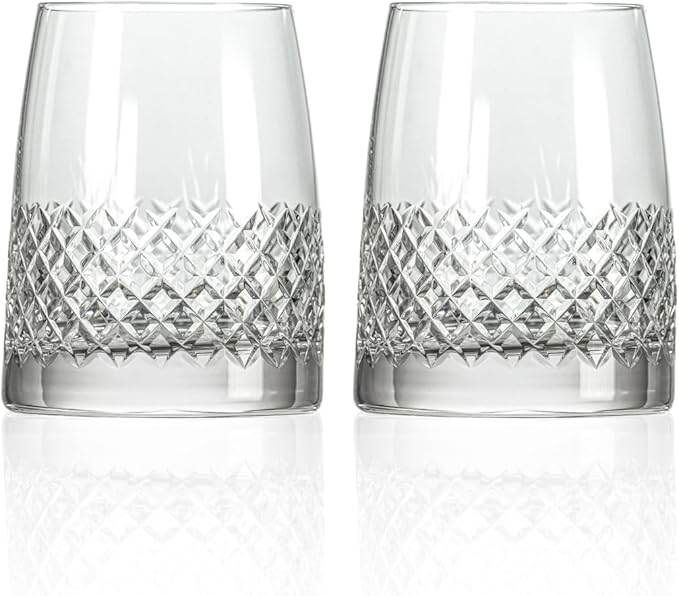 Rolf Glass Diamond Tequila Tasting Glass | 5oz Tequila Taster | Lead-Free, Diamond-Wheel Engraved | Designed and engraved in the USA | Etched Crystal Taster or Large Shot Glass | Set of 2