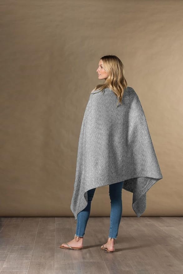 MV Sport Lightweight Sweatshirt Blanket Throw – Warm & Cozy, Breathable Oversized Fleece Knit, Couch, Bed, Travel, Cold Nights, and Outdoors – Soft Light Weight Blanket 54" x 84" Salt & Pepper