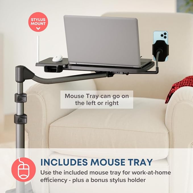 LEVO G2 V16 Mobile Laptop Stand Desk Rolling Cart Adjustable with Mouse Tray