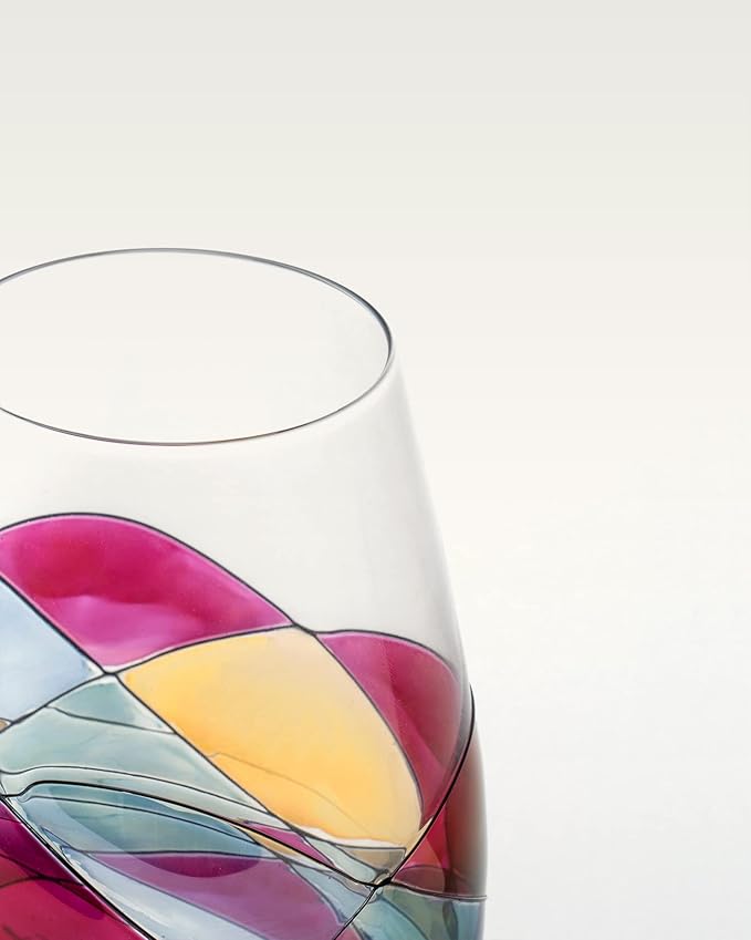 BARCELONA Stemless Wine Glasses – Hand‑Painted Set of 1 Unique Wine Gift for Wedding, Anniversary, Housewarming & Christmas • Sagrada Familia Style • Ideal for Women & Men