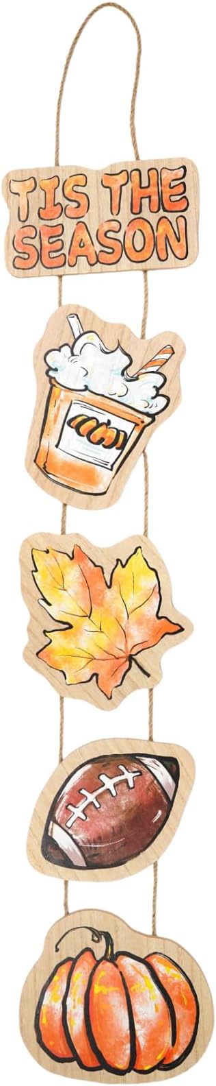 Fall Decorations for Home - Fall Door Decoration Tis The Season Thanksgiving Football Welcome Signs Wreath Door Sign, Wall Decorations Hanging for Home Wall Outdoor Indoor Decor Gifts 38.4×7 Inch