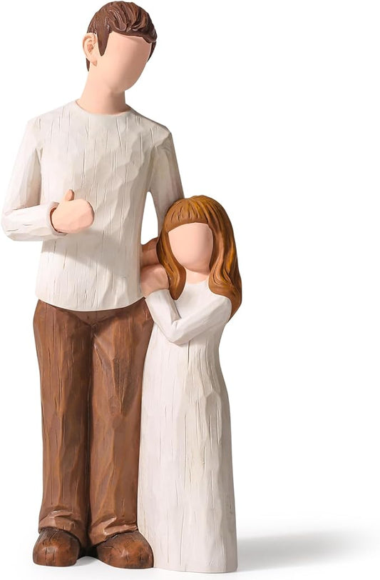 Father and Daughter Figurines, Home Decor Statue Gifts,Personalized Sculpted Hand-Painted Figure Gifts for Fathers Day, Birthday, Wedding, Thanksgiving or Christmas.