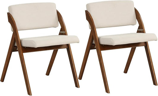 GOFLAME Folding Dining Chairs Set of 2, Upholstered Kitchen Chairs with Padded Seat & Backrest, Modern Side Chairs with Rubber Wood Legs for Home Office Events, Wedding, No Assembly Needed, Walnut