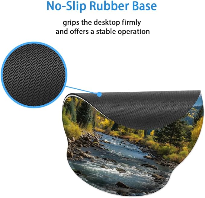 Mouse Pad with Wrist Support, Ergonomic Mouse Pad with Memory Foam Wrist Rest Cushion, Non-Slip Rubber Base Gaming Mice Pad for Home Office Computer Laptop,Fall Forest