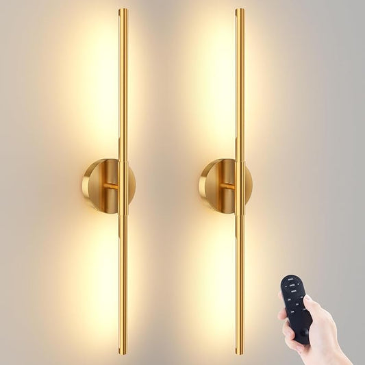 Battery Operated Wall Sconces Set of 2, 360°Rotation Wireless Rechargeable Wall Lights: Dimmable Detachable Wall Lamp with Remote Control, 3000K-6000K Infinite Dimming Wall Sconce 27.6 Inch