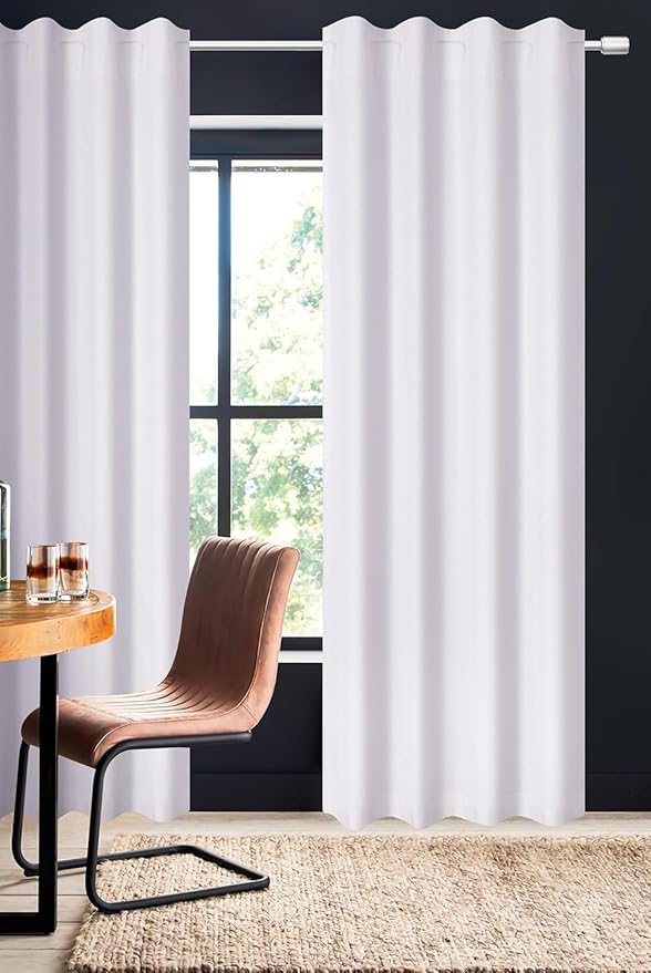 Bedding Craft White Cotton Curtains,63 Inch Tab Top Cotton Curtain Set – 50x 63 Drapes for Living Room, Bedroom, Dining Room – Set of 2, Elegant White Panels