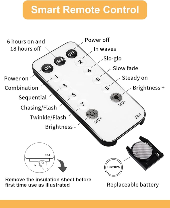 Globe String Lights, 59 Ft 100 LED Christmas Lights with Remote Timer, Connectable Plug in Twinkle Lights for Bedroom Wedding Classroom Indoor Outdoor Decor, Warm White