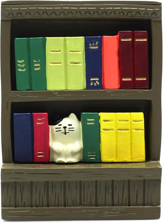 Cute Mini Bookshelf Figurine for Living Room,Shelf Decor Cute Cat Bookshelf Design Perfect for Cat Lovers