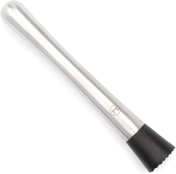 Outset Professional Cocktail Muddler, Stainless Steel With Silicone Tip, 8"