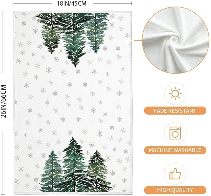 ARKENY Christmas Kitchen Towels,Green Xmas Tree Snowflake Dish Towels 18x26 Inch Drying Dishcloth,Farmhouse Home Decoration AD139