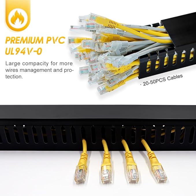 Cable Raceway, 95" Open Slot Cable Management Kit with Upgraded Snap Structure,Wire Cover Cord Hider for Under Desk&Industrial Network/PC/TVs- 23.6" X 1.97" X 2.4" X 4PCS (LWH,Black)