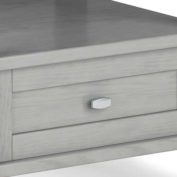 SIMPLIHOME Warm Shaker SOLID WOOD 20 Inch Wide Rectangle Transitional End Side Table in Fog Grey, For the Living Room and Bedroom