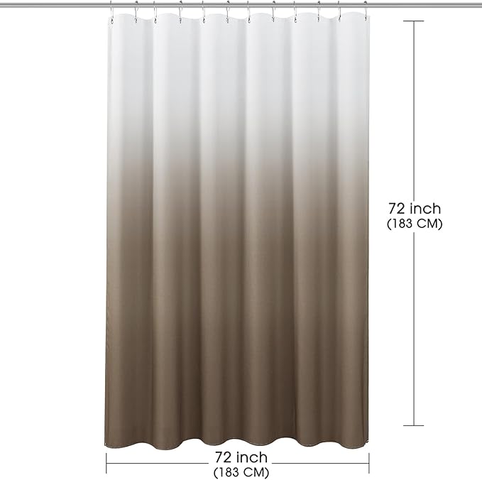 Grayish Brown Ombre Curtains for Bathroom Luxury Hotel Spa, Machine Washable, Decorative Gray Linen Textured Shower Curtain, 72x72