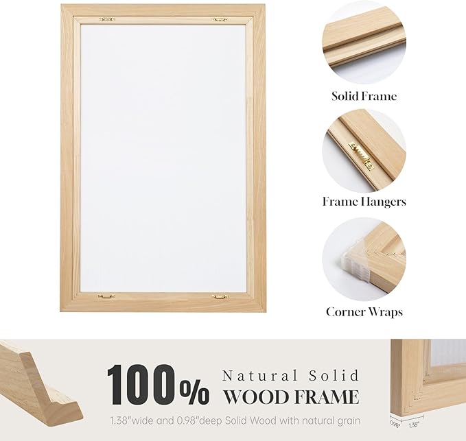 Framed Green Boho Wall Art for Room Decor, Set of 2 Botanical Geometric Artwork for Bedroom Walls, Bohemian Modern Neutral Canvas Paintings Prints for Living Room Office Kitchen Wall Decor, 16x24 Inch