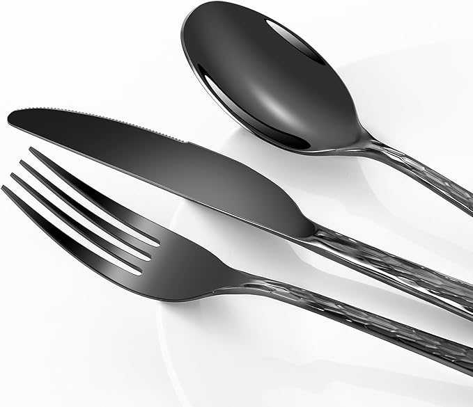 Silverware Set, 18/10 Stainless Steel 50 PieceFlatware Set for 10, Utensil Sets DishwasherSafe, Rust-Resistant, Modern Cutlery Set forHome, Wedding, Restaurant