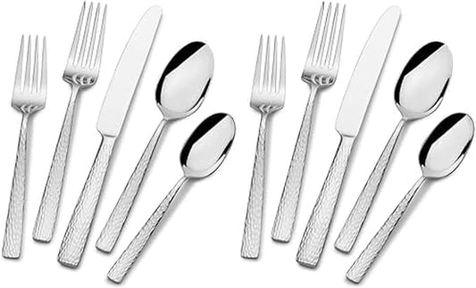 Mikasa, Oliver Gleam Flatware Service for 12, 18/10 Stainless Steel, Silverware Set with Serving Utensils | (Pack of 130)