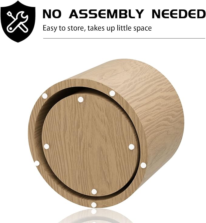 Round Coffee Table Set of 2, Nesting Coffee Table and End Table Set Wood Small Circle Drum Side Table for Living Room Office, No Assembly,Wooden