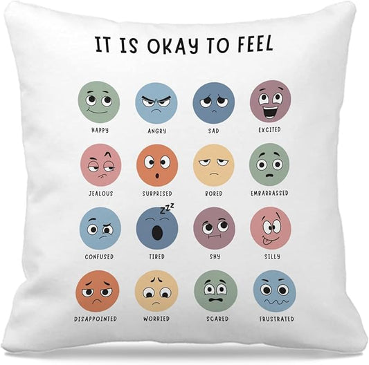 Nogrit Counseling Office Must Haves Pillow Cover, Calming Corner, Mental Health Pillowcase Decor for Home Kids,Mental Health Counselor Gifts, Calming Corner Pillow Covers 24x24 White