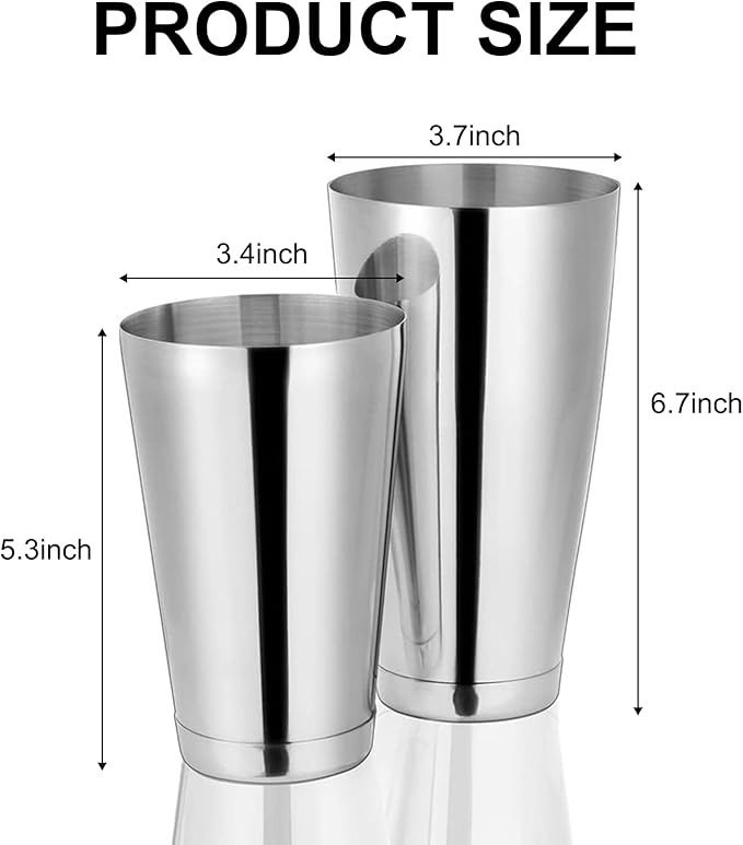 6 Pcs Cocktail Shakers Professional Bar Shaker Boston Shaker Set Martini Shakers Drink Mixer Shake for Drink Mixing 18 oz, 28 oz (Silver)