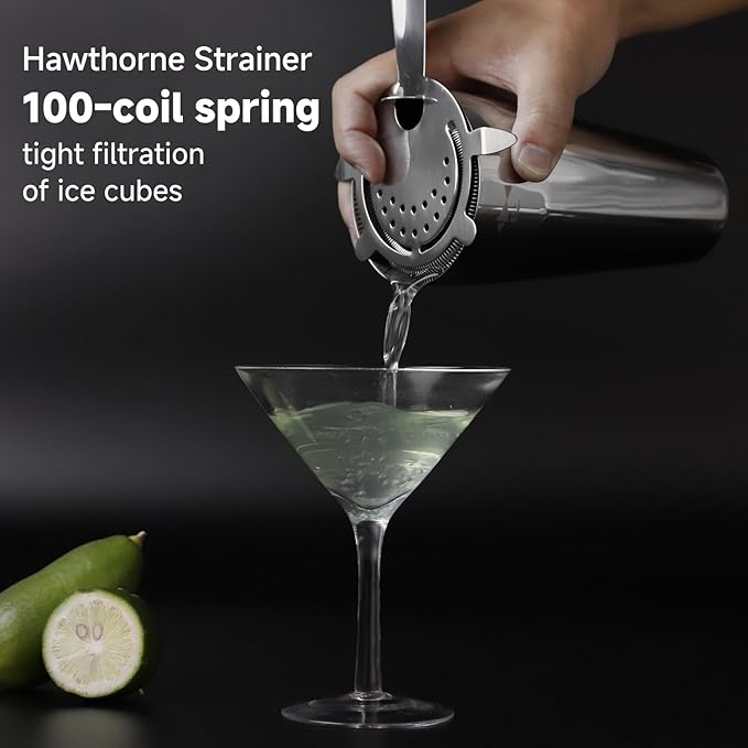 SKY FISH Barware Set 3-Piece Stainless Steel Bartender Kit - Cocktail Shaker, Jigger with Measurements, Hawthorn Strainer - Suit for Home Bars & Professional Mixologists