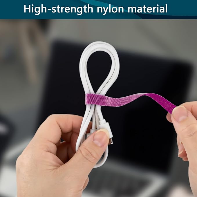 YOVXLO 50PCS 6 Inch Reusable Cable Ties Wire Ties Cord Organizer Cable Organizer Adjustable Management，Microfiber Cloth Used for Computer Link Cable Cord Management USB Cable Ties (purple)