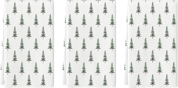 Artoid Mode Green Xmas Tree Christmas Kitchen Towels Dish Towels, 18x26 Inch Farmhouse Holiday Winter Decoration Cleaning Set of 3