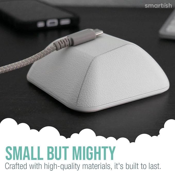 Smartish® Magnetic Cord Holder - Cable Wrangler Organizer with Magnet Clips for Charger Management on Desktop, Nightstand, or Side Table for All Cables, USB-C, Lightning Cables - Snow Day White