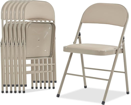 Karl home 6 Pack Brown Folding Chairs with Padded Seats for Outdoor & Indoor, Portable Stackable Commercial Seat with Steel Frame for Events Office Wedding Party, 330lbs Capacity