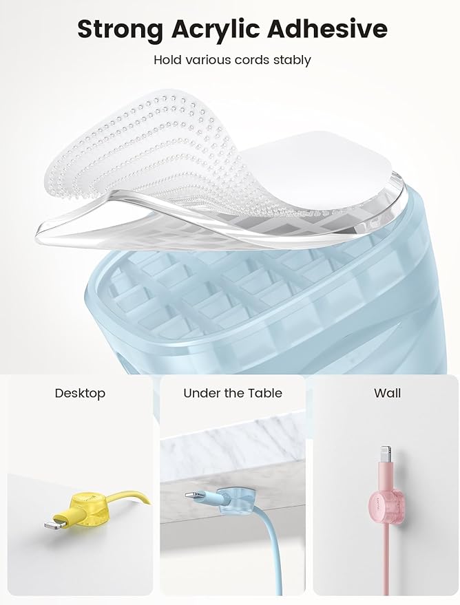 6 Pack Cord Organizer, Desk Accessories - Lamicall Colourful Cable Management, Home Office Workspace Organization Accessories, Nightstand Wire Keeper Desk Decor, Dorm Room Essentials Desktop Gadgets