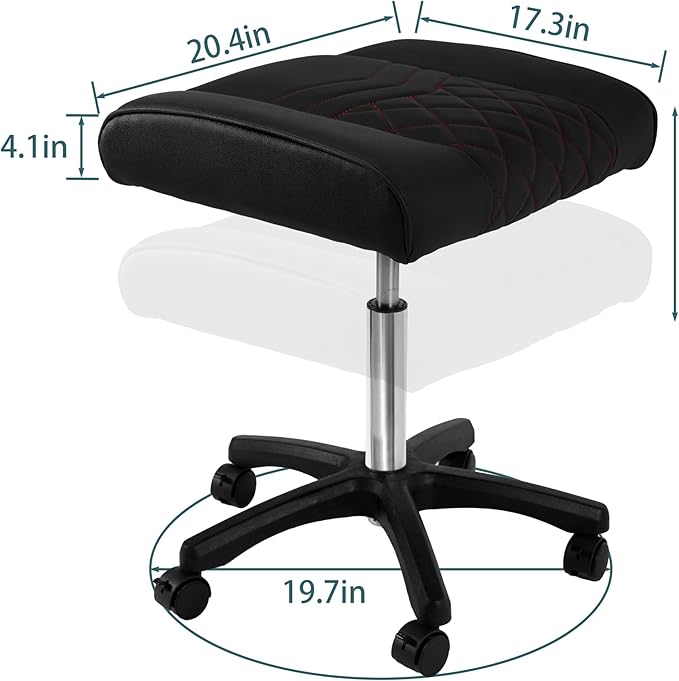 Frassie Footrest Stool Under Desk Mobile Gaming Foot Stool, Multi-use Height Adjustable Rolling Swivel Stool Heavy Duty Ergonomic Foot Stool with Wheels