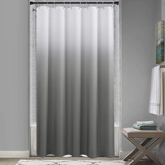 Grey Shower Curtain 60 x 72 inch Grey White Ombre Shower Curtain for Bathroom Decor, Gray Bath Curtains for Men Washable