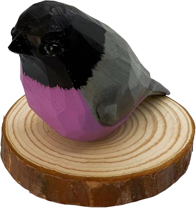 Wooden Bird Figurines Funny Desk Accessories Hand Carved Wood Decorative Small Birds Animal Miniature Statues Ornament for Home Room Decor (Black Grey)