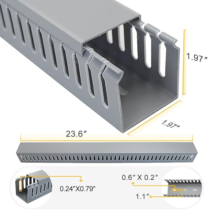 Cable Raceway 95" Open Slot Cable Management Kit Large Capacity Upgraded Snap Structure,Wire Cover Cord Hider for Under Desk&Industrial Network/PC/TVs- 23.6" X 1.97" X 1.97" X 4PCS LWH Grey Color