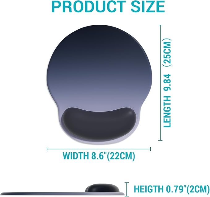 Ergonomic Mouse Pad with Wrist Support, Comfortable Gel Mouse Pads Wrist Rest, Computer Mouse Pad with Non-Slip PU Base, Relief Mousepad for Gaming Work Home Desk Accessories Office Decor