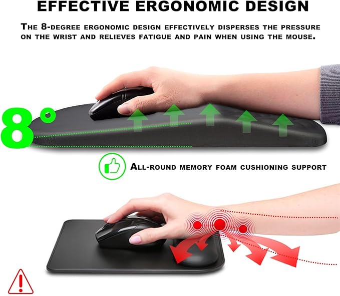Mouse Pad Wrist Support, Ergonomic Mouse Pad with Massage Dot, Comfortable Computer Mouse Pad for Laptop, Wrist Rest Pain Relief Mousepad with Non-Slip PU Base for Office & Home, 12 x 8 in