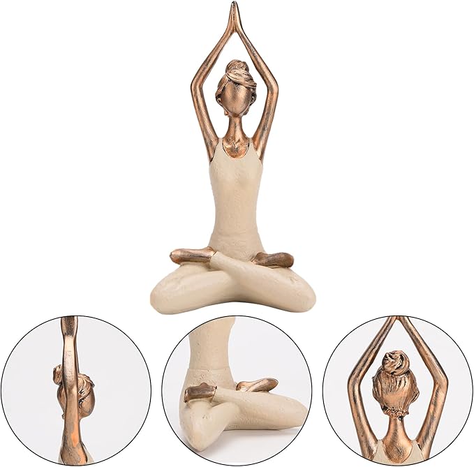 BRABUD Resin Yoga Girl Statue 10.2''(H) Meditation Zen Modern Figurine Home Bedroom Bookself Living Room Desk Decor Collectible Gift TQSHBS36