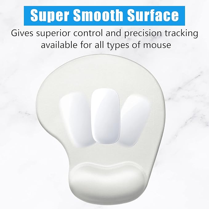 Hsurbtra Ergonomic Mouse Pad with Wrist Rest Support, Gel Mouse Pads with Non-Slip PU Base, Pain Relief Memory Foam Computer Mat, Cute Office Supplies Desk Decro Accessories, Space Gray