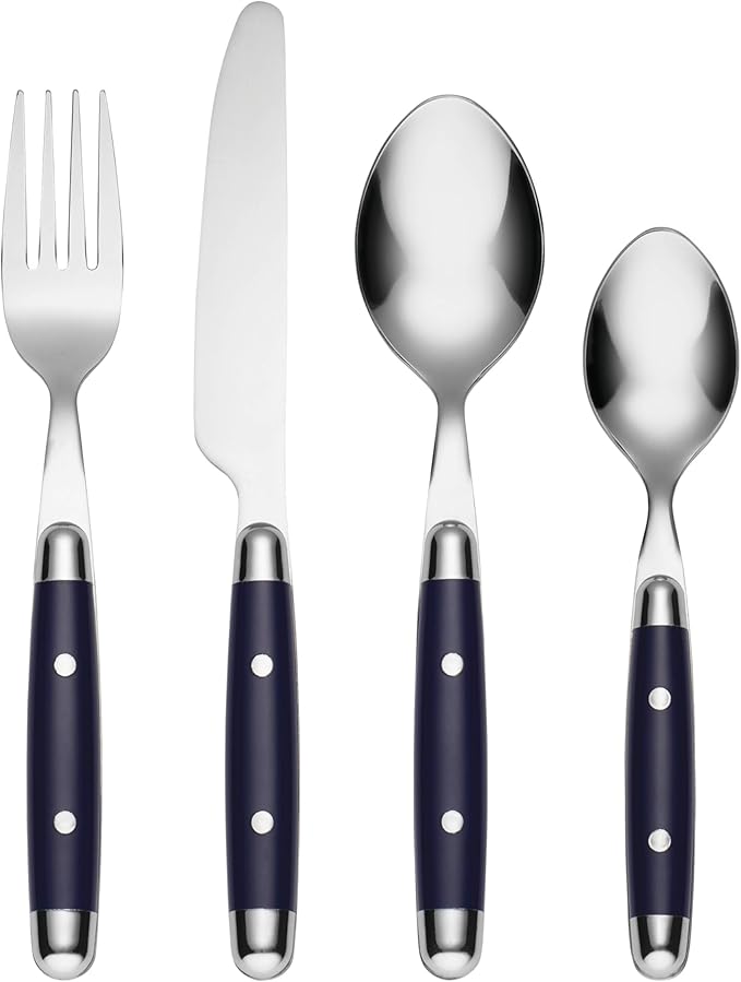Cambridge Silversmiths, Blue, Jubilee Flatware, Service for 4, 16 Piece Set, Dorm Room Essentials, First Apartment