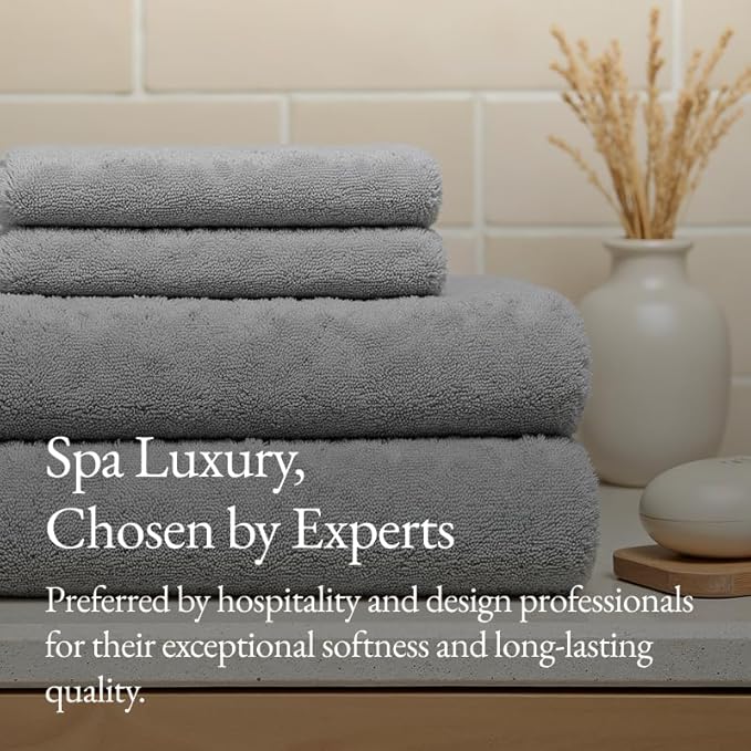 Italic Ultraplush 100% Australian Cotton Towels - Set of 2 Luxury Bath Towels, Quick Dry Plush and Absorbent, Heavy Duty Large Bath Towels, 800GSM Towels for Bathroom & Spa (Light Gray)