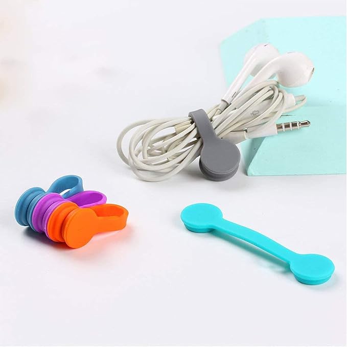 6 Pack Magnetic Twist Ties, Viaky Multicolor Magnet Keeper Bands Winder Wrap Straps Cable Clips Cord Organizer for Earphones/USB Cable/Bookmarks/Keychain/Cable Management
