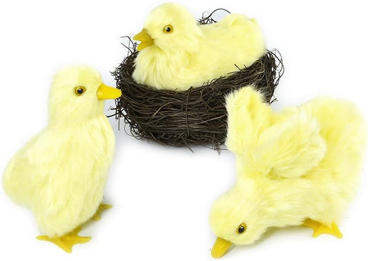 Cute Simulation Duck 4pcs，Realistic Plush Duck with Nest，Lifelike Animal， Statue ，Easter Christmas Thanksgiving Simulation for Home Decors Model Gift Miniatures Decorations