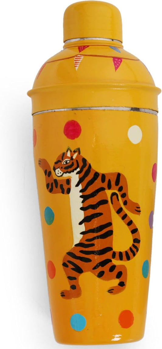 Artisanal Hand Painted Tiger 24 oz Cocktail Shaker – Stainless Steel Drink Mixer for Margaritas, Cocktails & Liquor – Funky Stylish Bartender Shaker Tool for Professionals & Home Bars