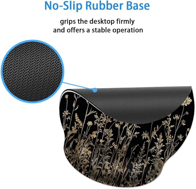 Mouse Pad with Wrist Support, Ergonomic Mouse Pad with Memory Foam Wrist Rest Cushion, Non-Slip Rubber Base Gaming Mice Pad for Home Office Computer Laptop,Wild Floral