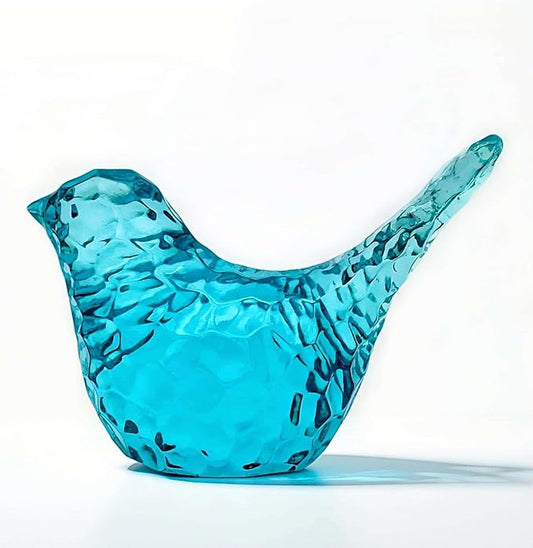 Aqua Blue Bird Figurines - Living Home Decor Accent, Decorative Gifts for Bird Lovers, Modern Resin Animal Statue Paperweight