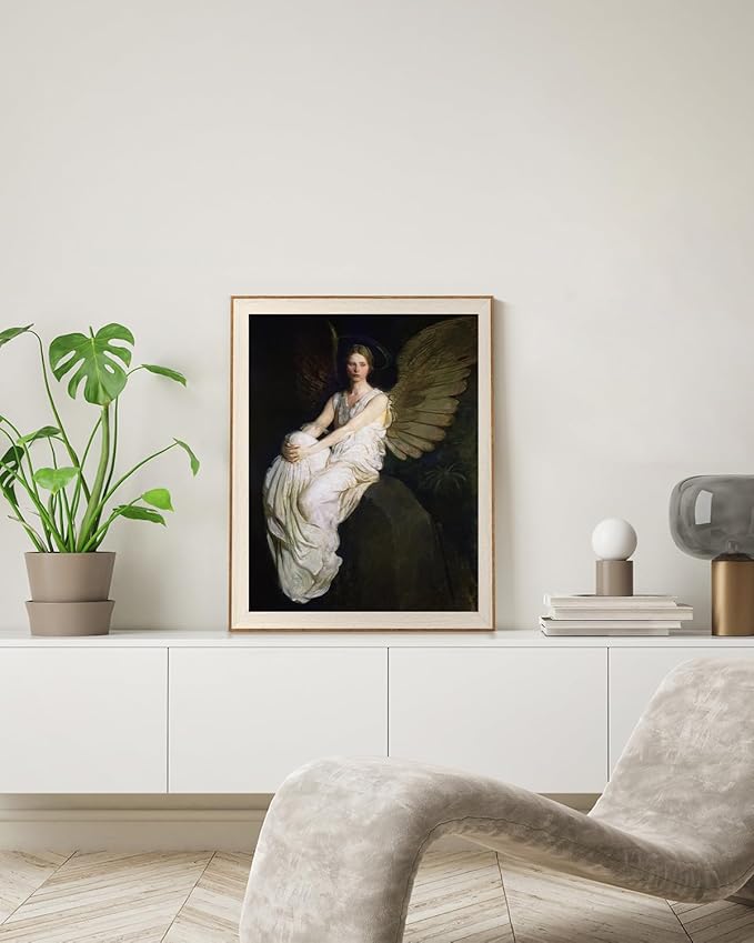 InSimSea Framed Canvas Wall Art Home Decor,Stevenson Angel Vintage America Country Memorial Classical Oil Painting Prints Decorative for Living Room, Bedroom, Office Wall Decor 16X20In