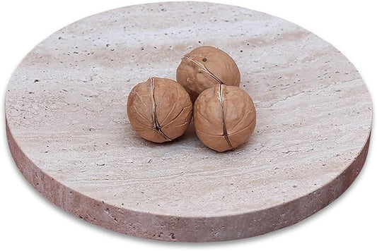 8" Natural Travertine Ring Dish Jewelry Tray for Women Gift - Marble Trinket Dish for Key Earring Nightstand - Candy,Fruit, Nut, Snack Serving Tray for Table, Home Decor (Beige Travertine)
