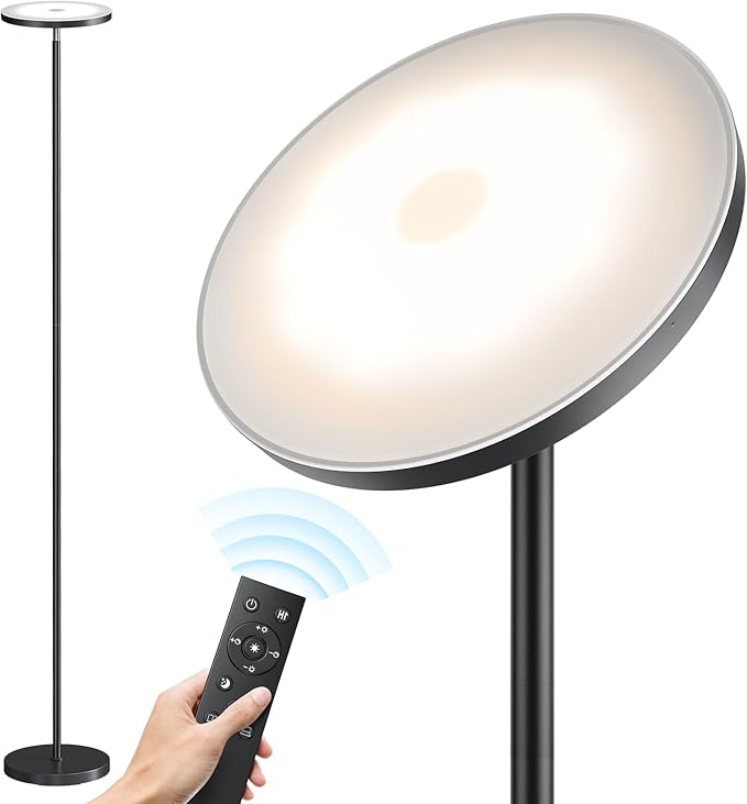 SUNMORY Floor Lamps for Living Room, 32W/3000LM Super Bright LED Floor Lamp with Remote Control, 69" Tall Standing Lamp with Stepless Dimmable, Modern Torchiere Corner Lamp for Bedroom, Office