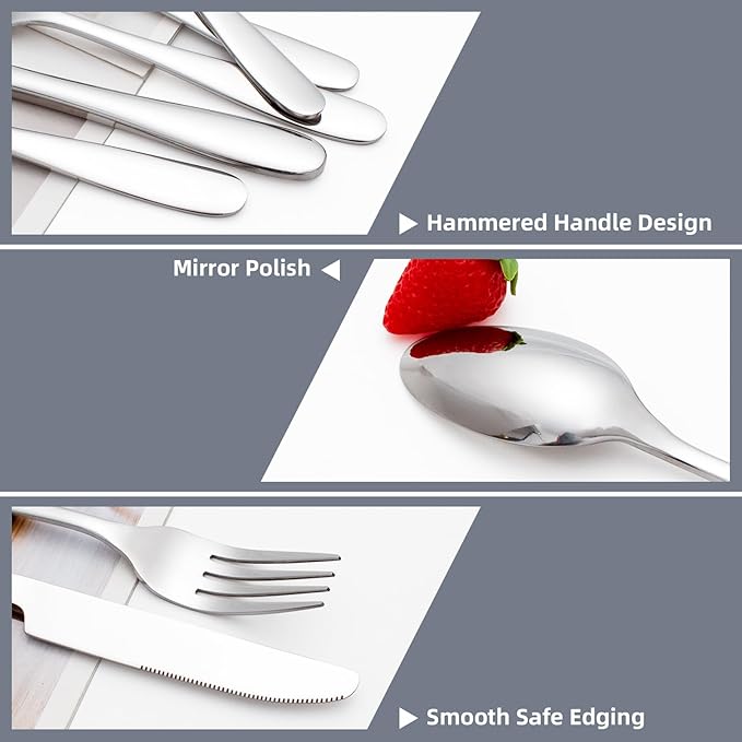 Silverware Set for 8, CITESANA 40-Piece Heavy Duty Mirror Polished Stainless Steel Flatware Set Cutlery Set Flatware Service for Home Kitchen